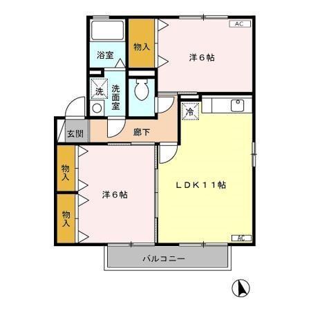コンフォートフラッツABCD(2LDK/2階)の間取り写真