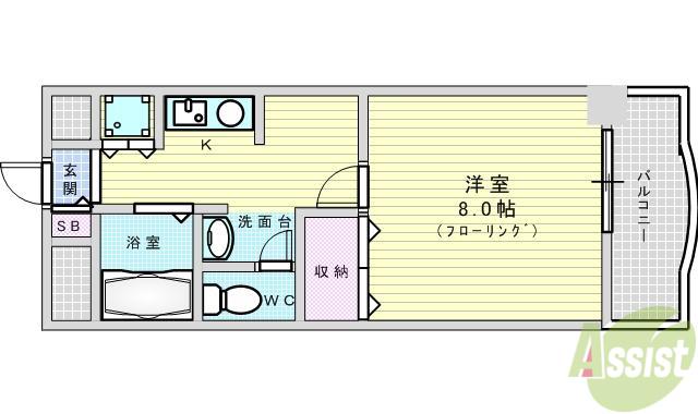 ブランコート豊中(1K/2階)の間取り写真
