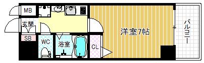 エスリード福島駅前(1K/10階)の間取り写真