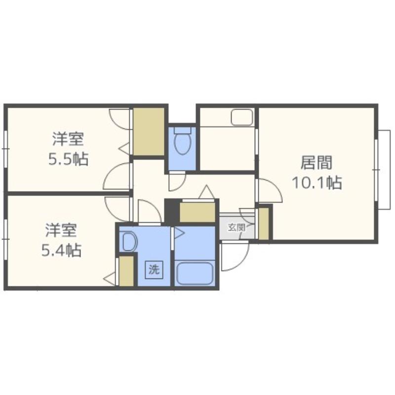 ディアス山の手311B(2LDK/1階)の間取り写真