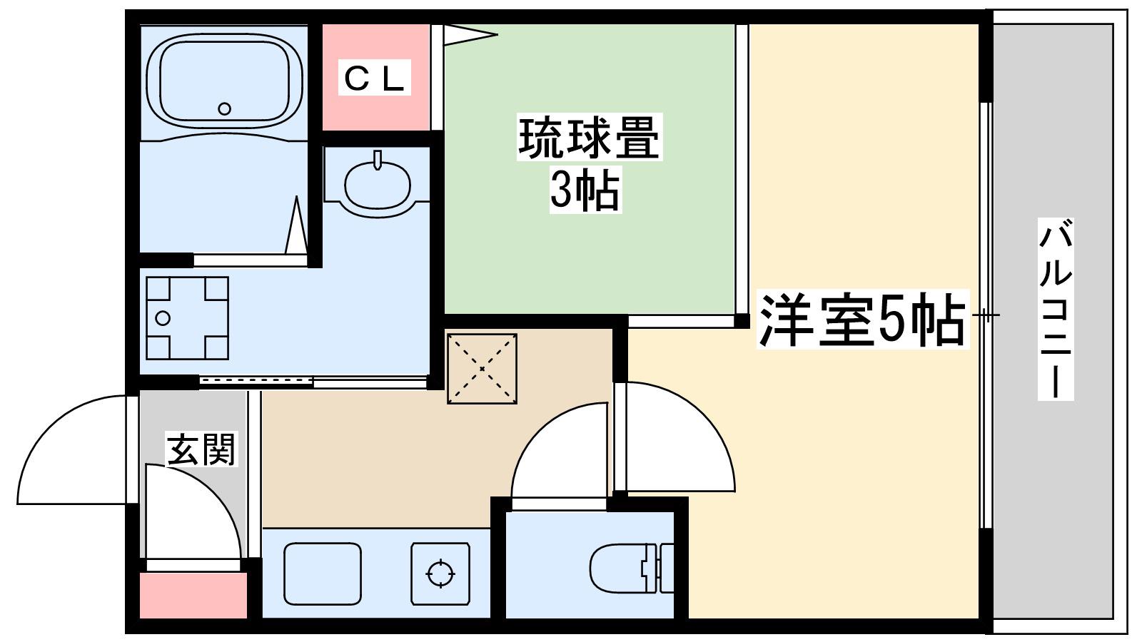 震雲マンション(1DK/1階)の間取り写真