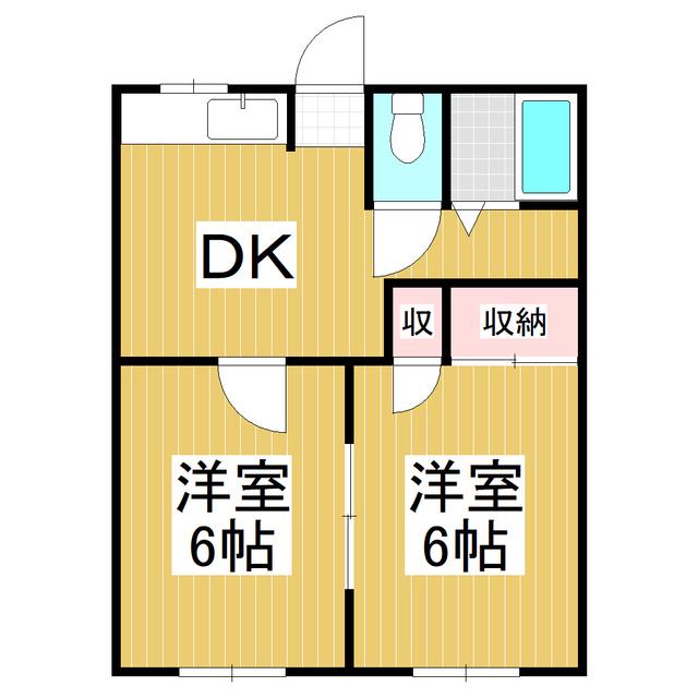 コーポ鈴木A棟(2DK/1階)の間取り写真