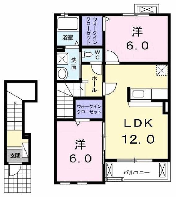 ランボ・イーリス(2LDK/2階)の間取り写真