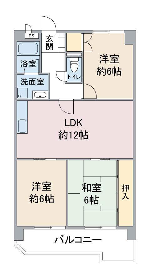 サンシティ小幡(3LDK/2階)の間取り写真