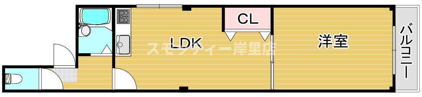 浜口東マンション(1LDK/4階)の間取り写真