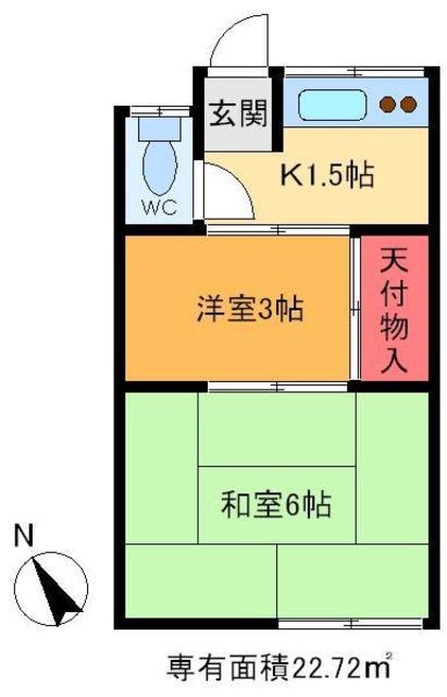 美藤荘(2K/1階)の間取り写真