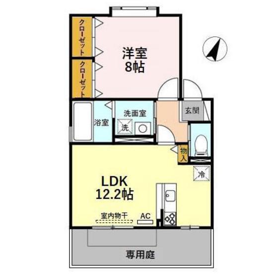 セジュールあわら(1LDK/1階)の間取り写真