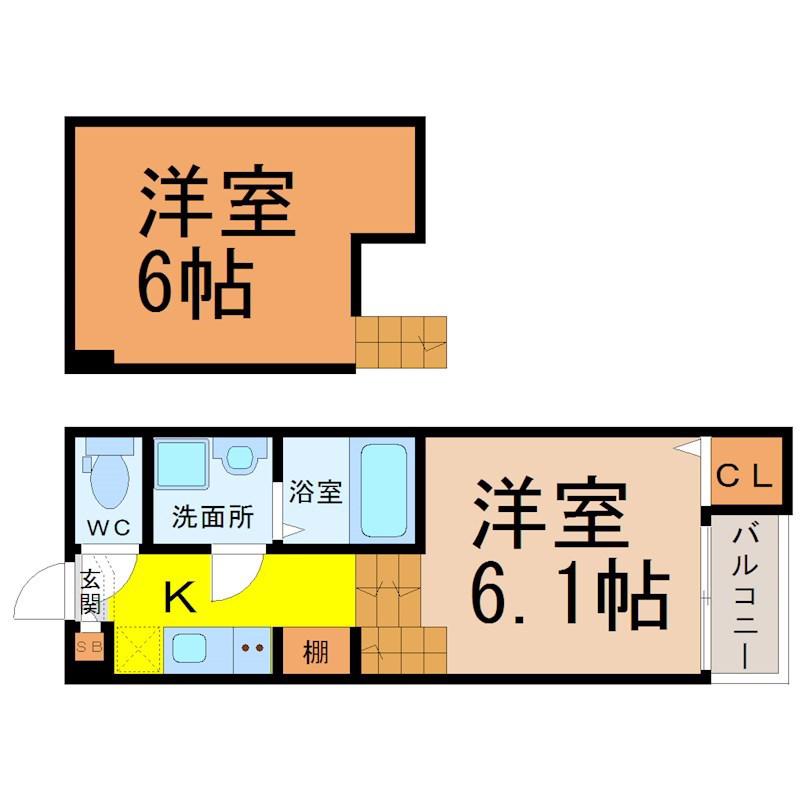 シエストリーナ壱番館(1K/1階)の間取り写真