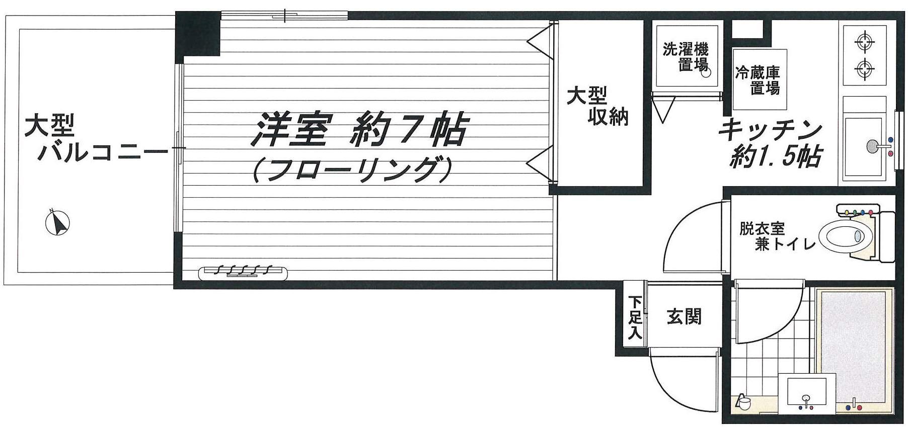クレセント目黒(1K/2階)の間取り写真