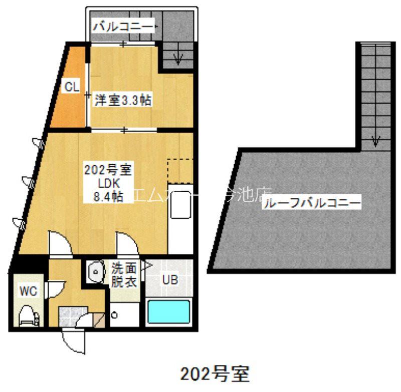 GRANDTIC 栄生(1LDK/2階)の間取り写真