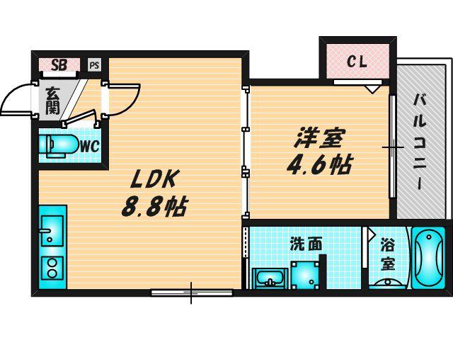 カーサベルデ(1LDK/1階)の間取り写真