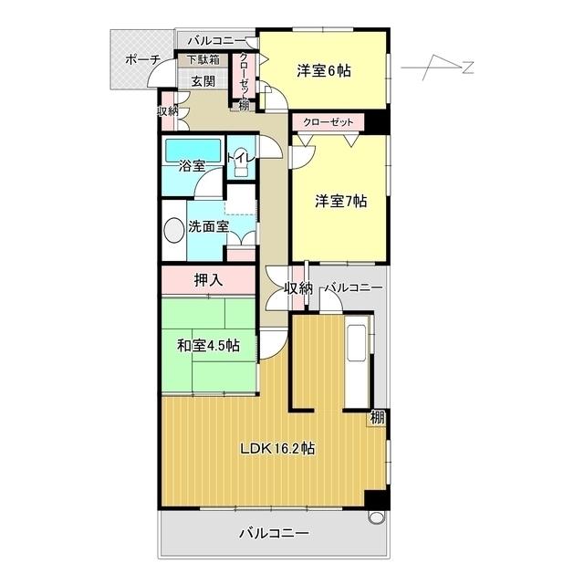 サーパス尾張町(3LDK/8階)の間取り写真