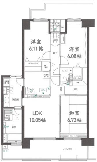 ベルドゥムール川口東(3LDK/11階)の間取り写真