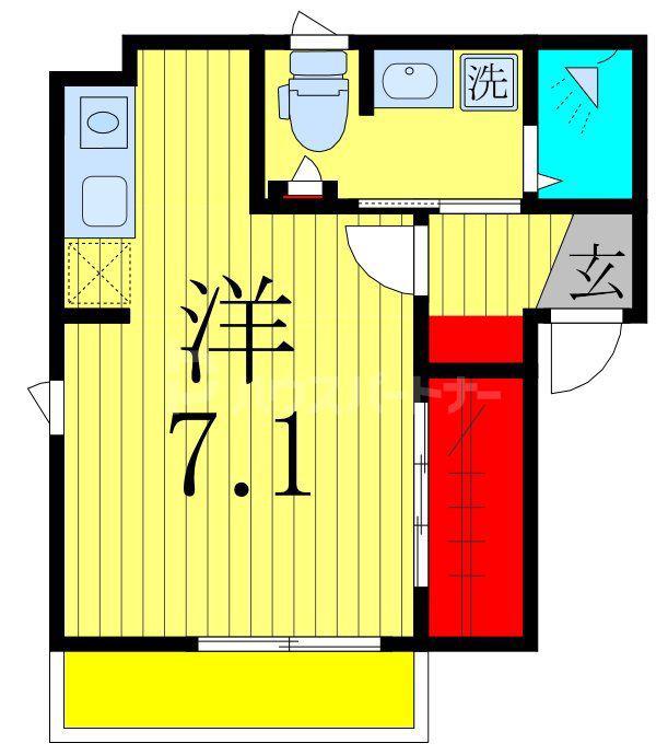 クレア市川南(ワンルーム/3階)の間取り写真