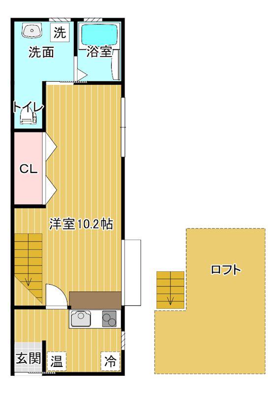 コテージオオクラII(1K/2階)の間取り写真
