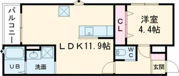 ISOLA M(1LDK/3階)の間取り写真