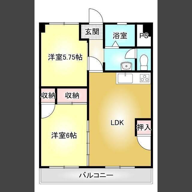 アーバンコート泉宮(2LDK/4階)の間取り写真