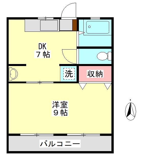 ハイム篠(1DK/3階)の間取り写真