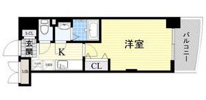 LUXE淡路II(1K/13階)の間取り写真