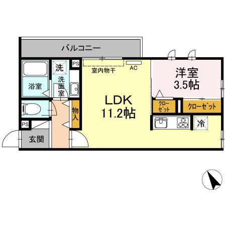 メイユール東丸(1LDK/3階)の間取り写真