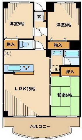 サンシャインK&Kマンション(3LDK/5階)の間取り写真