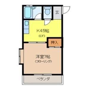 コーポふじ(1K/1階)の間取り写真