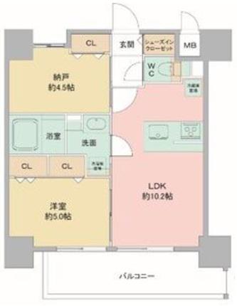 LOUIS RESIDENCE弁天町(2LDK/10階)の間取り写真