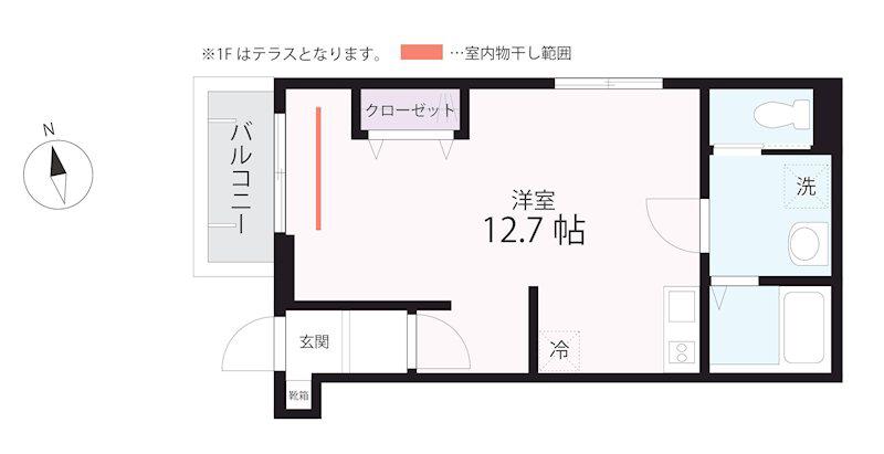 QUIET CRAB HOUSE 弘明寺(ワンルーム/1階)の間取り写真