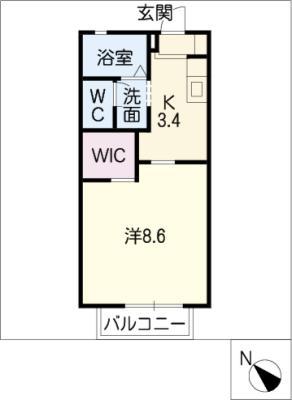 アクアガーデン宝 A棟(1K/2階)の間取り写真