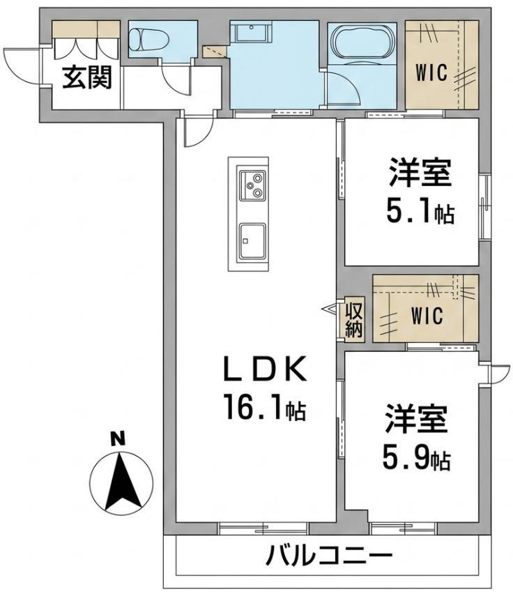 グランフィール(2LDK/2階)の間取り写真
