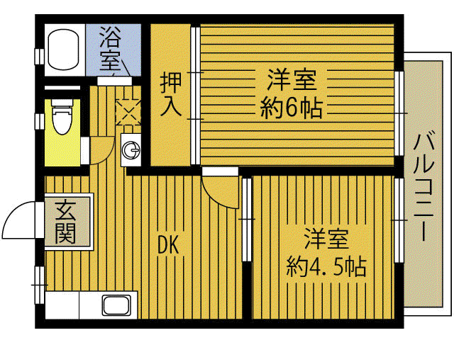 パナハイツ花津留A(2DK/2階)の間取り写真
