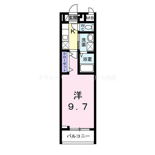リバーバッグ II(1K/3階)の間取り写真