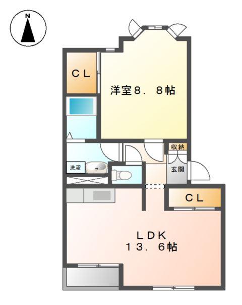 メルヴェーユ・ウィン(1LDK/2階)の間取り写真