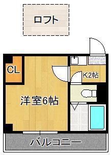 プレアール若園II(1K/2階)の間取り写真