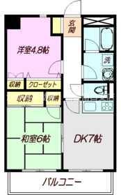 ドエルY(2DK/4階)の間取り写真