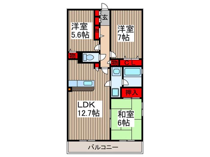 パティオ大宮(3LDK/2階)の間取り写真