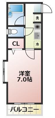 第2石南(1K/3階)の間取り写真