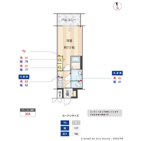S-RESIDENCE浅間町駅前AXIAL(1K/15階)の間取り写真