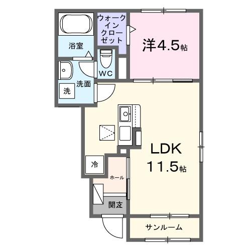 ダイアンサス ガーデン(1LDK/1階)の間取り写真