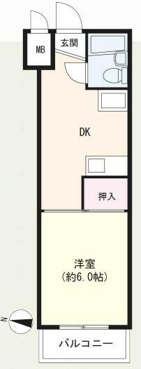馬込コーポビアネーズ(1DK/1階)の間取り写真