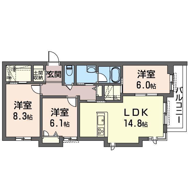 ラフィシア(3LDK/3階)の間取り写真