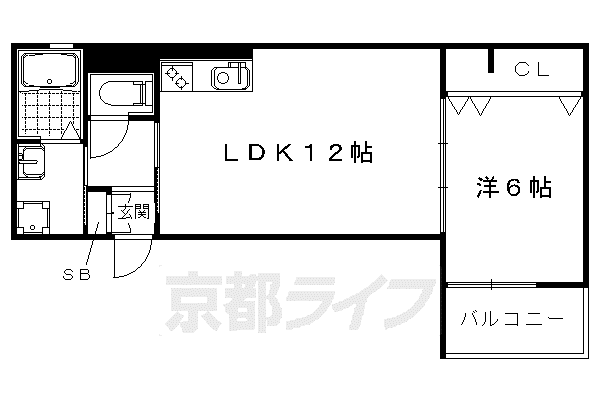 カーサ・フェリーチェ丸太町(1LDK/3階)の間取り写真