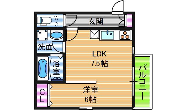 SUMISEI照ヶ丘(1LDK/2階)の間取り写真