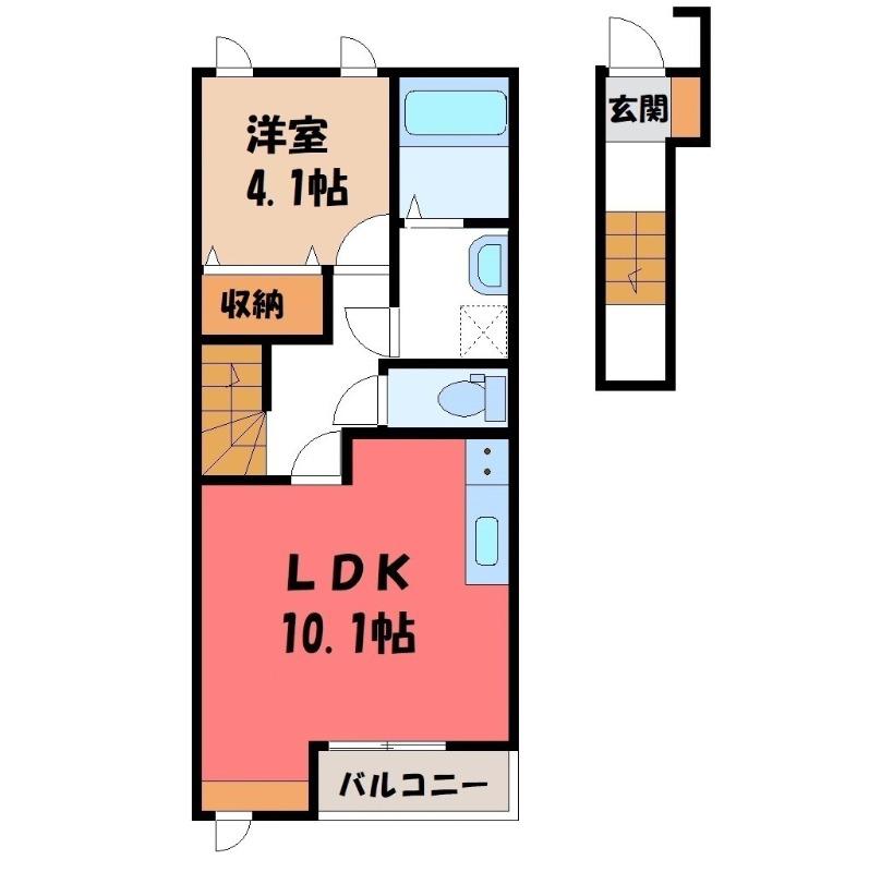クレディール(1LDK/2階)の間取り写真