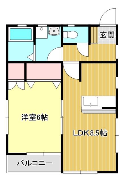 フロイデンIII(1LDK/2階)の間取り写真