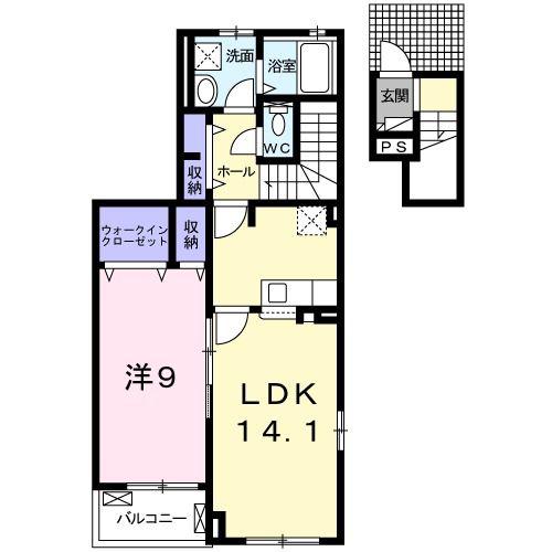 グランド・ヒルズ(1LDK/2階)の間取り写真