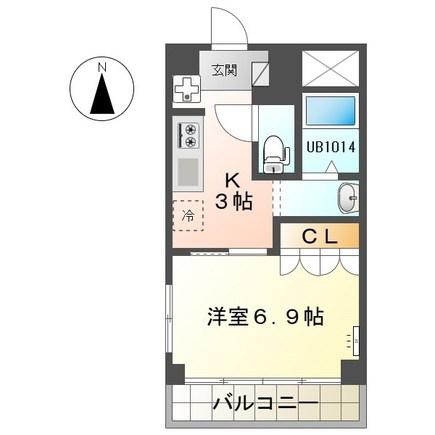 フェリーチェ(1K/4階)の間取り写真