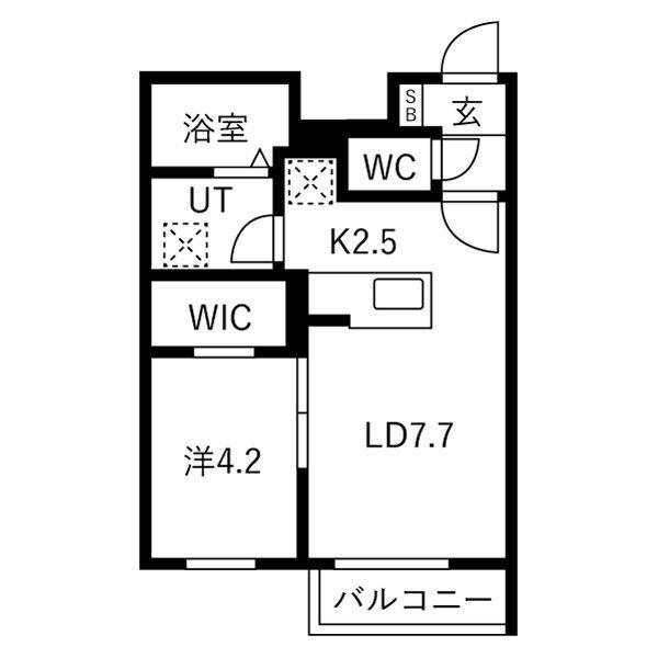 リガーレ月寒東(1LDK/2階)の間取り写真