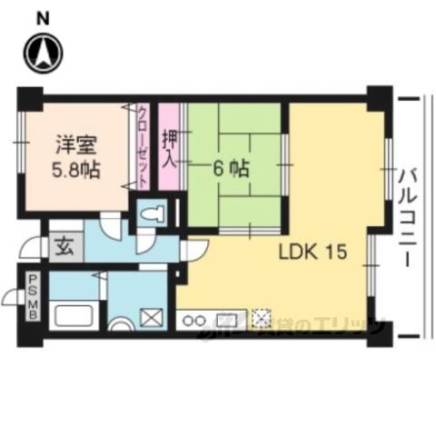 エスペランサー弥生(2LDK/4階)の間取り写真