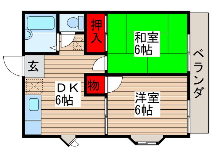 サンハイツ(2DK/1階)の間取り写真